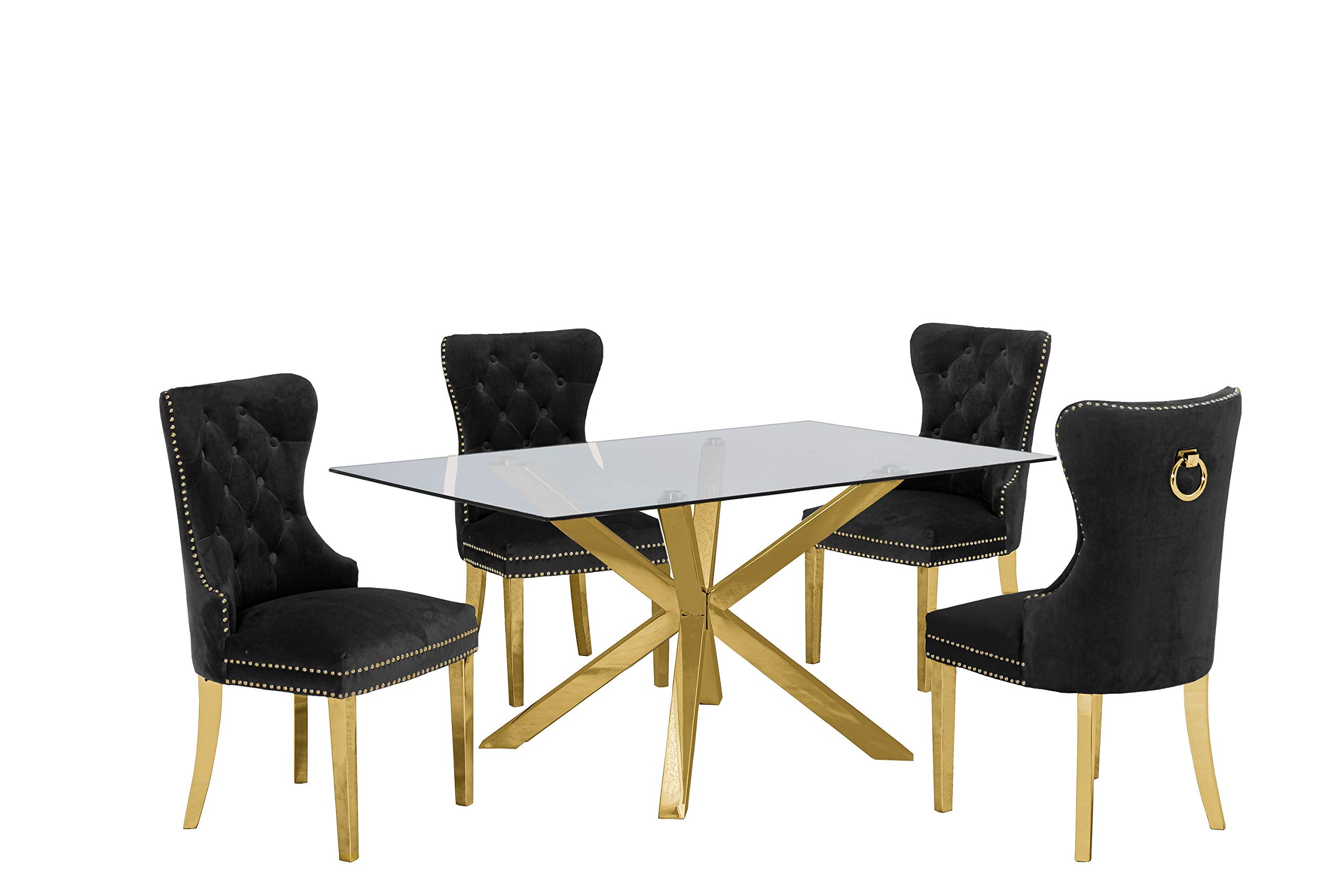 Furniture D61-4Sc117 Dining Set, Black